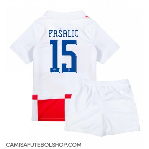 Camisa de time de futebol Croácia Mario Pasalic #15 Replicas 1º Equipamento Infantil Europeu 2024 Manga Curta (+ Calças curtas)